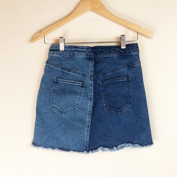 Wild Fable Two Tone Circle Zip Denim Mini Skirt - Picture 5 of 6